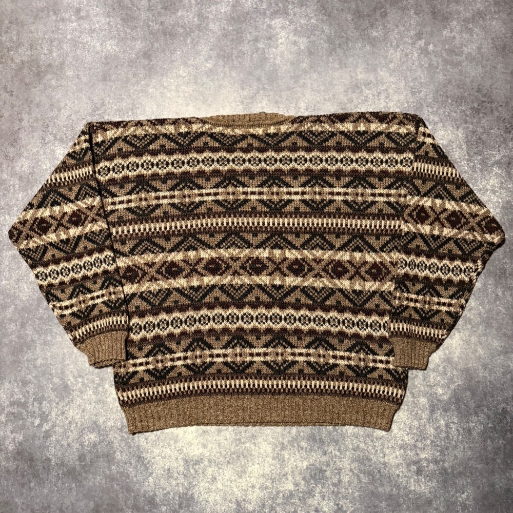Vintage HONORS Women's 2XL Acrylic Fair Isle Geometric Pattern Crew Neck Sweater - Picture 3 of 5